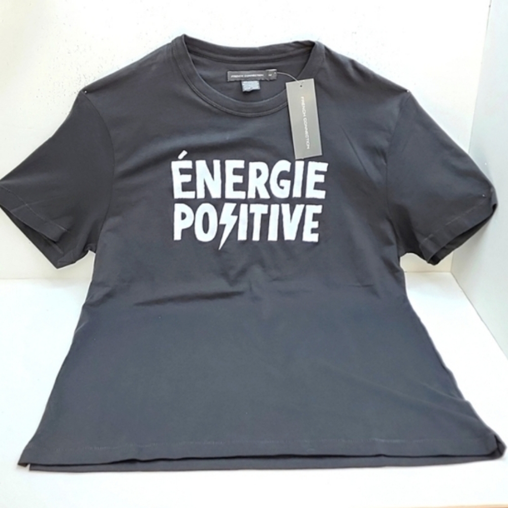 FRENCH CONNECTION TEE SHIRT BLACK COLOR, SOFT COTTON, SIZE MEDIUM (M)
